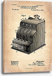 Постер Патент на кассовый аппарат, 1890г