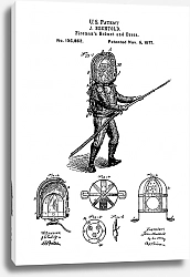 Постер Патент на снаряжение пожарного, 1877г