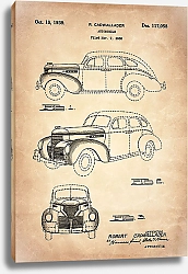 Постер Патент на ретро автомобиль, 1939г