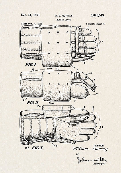 Патент на хоккейные перчатки, 1971г