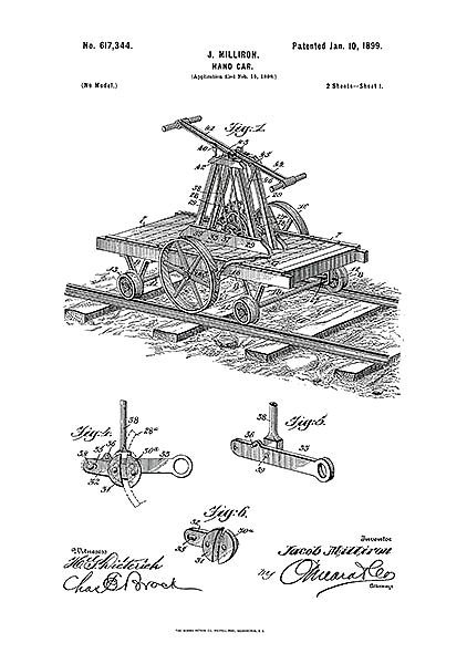 Патент на железнодорожную дрезину, 1899г