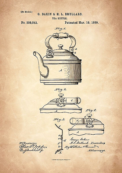 Патент на чайник, 1889г