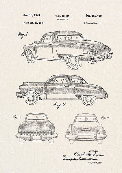Патент на автомобиль Studebaker, 1949г