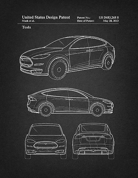 Патент на автомобиль Tesla, 2012г