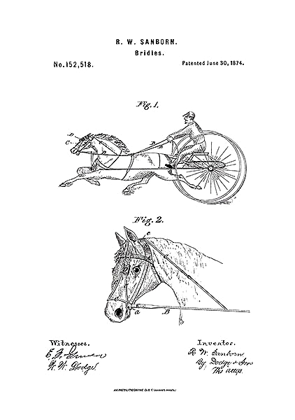Патент на узду для лошадей, 1874г