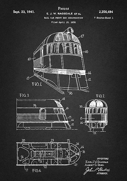 Патент на фронтальную конструкцию вагона, 1941г
