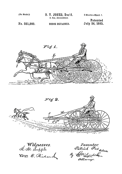 Патент на устройство для распряжки лошадей, 1883г