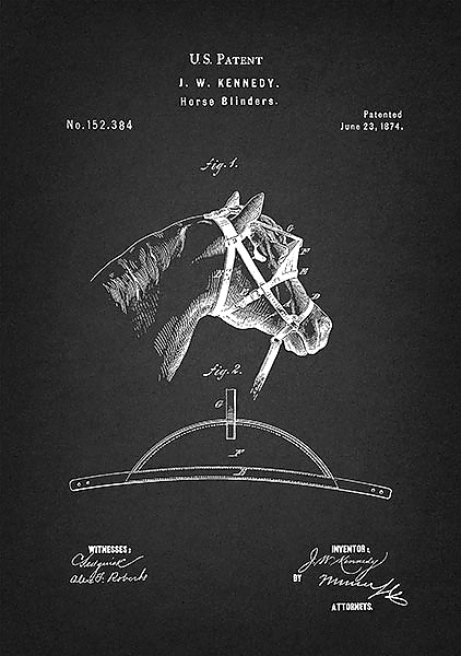 Патент на шоры для лошади, 1874г