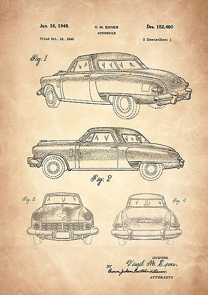 Патент на автомобиль Studebaker, 1949г
