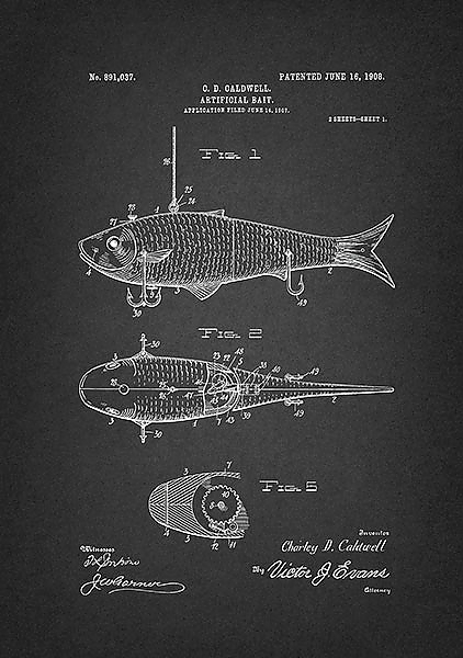 Патент на искуственную рыболовную приманку, 1908г