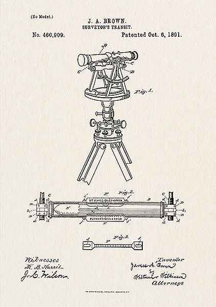 Патент на геодезический прибор, 1891г