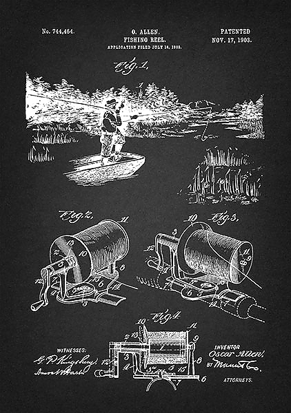 Патент на рыболовную катушку, 1903г