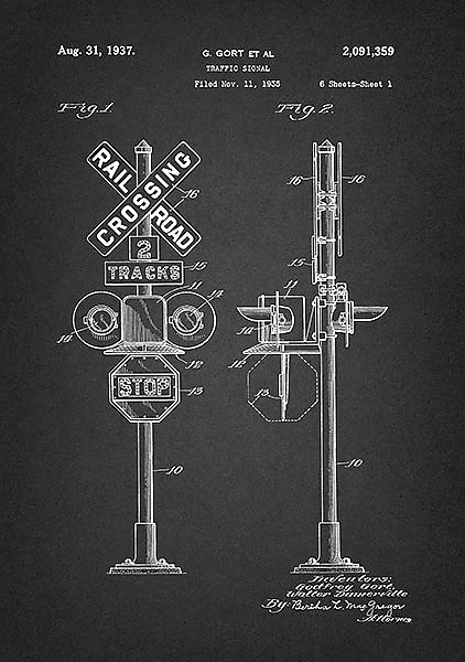 Патент на железнодорожный светофор, 1937г