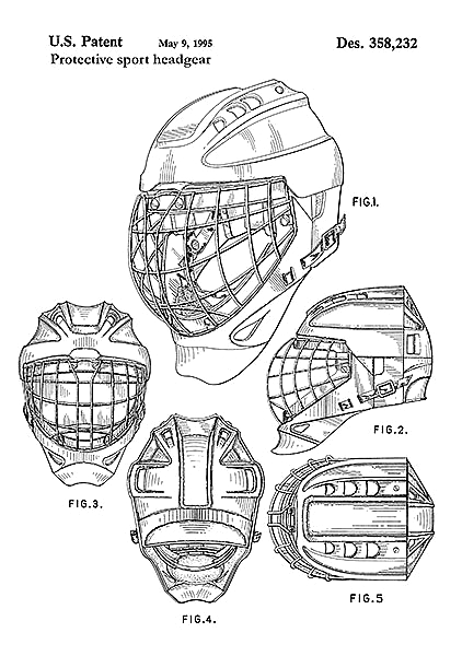 Патент на шлем для хоккея на льду, 1995г