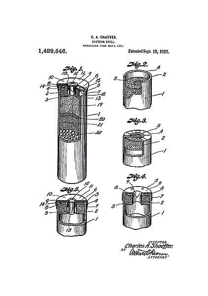 Патент на гильзу для дробовика, 1922г