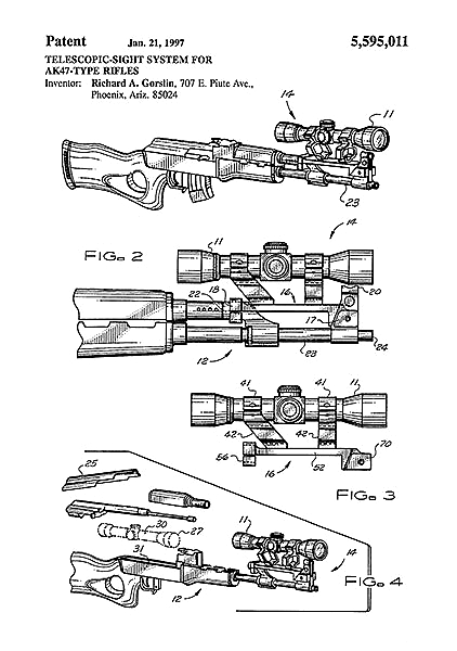 Патент на прицел для АК-47, 1997г