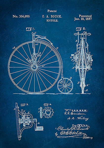 Патент на велосипед Пенни-фартинг, 1887г