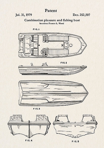 Патент на прогулочно-рыбацкую лодку, 1979г