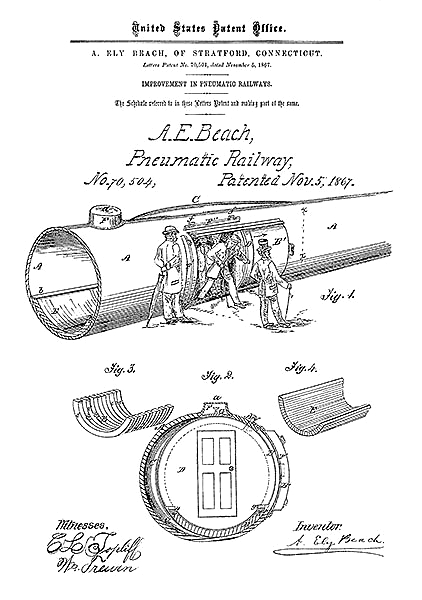 Патент на пневматическую железную дорогу, 1867г
