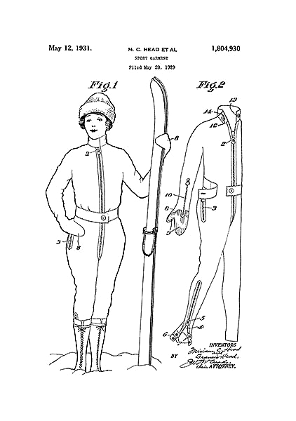 Пытент на лыжный костюм, 1931г