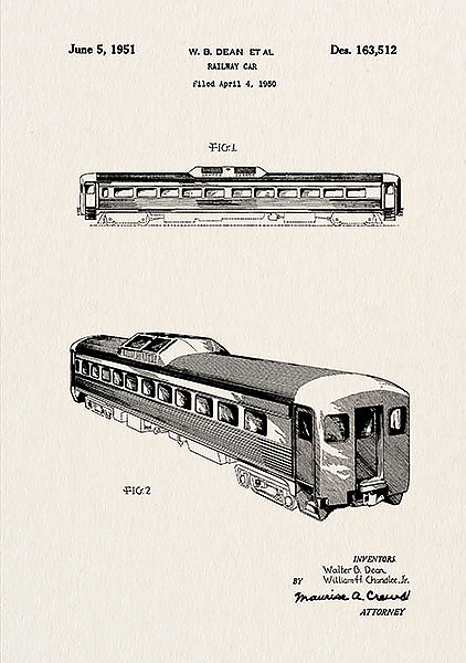 Патент на железнодорожный вагон, 1951г