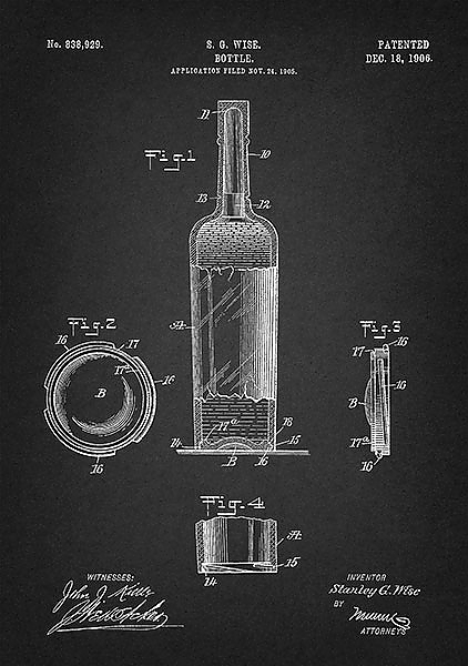 Патент на винную бутылку, 1906г