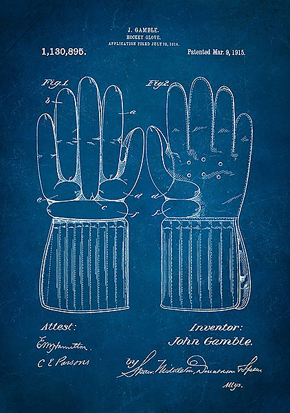 Патент на хоккейные перчатки, 1915г