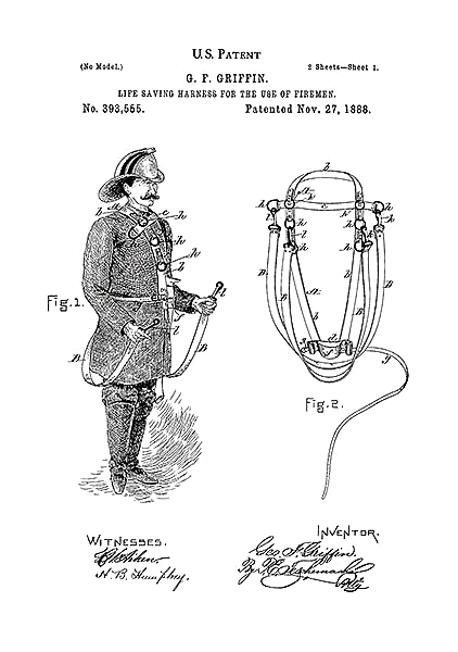 Патент на спасательный ремень безопасности пажарного, 1888г