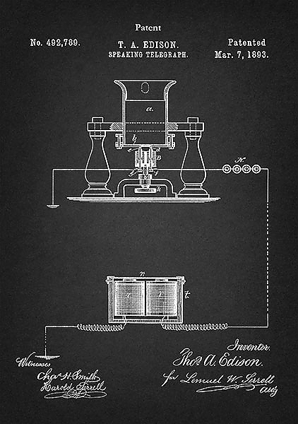 Патент на телеграф Эдисона, 1893г
