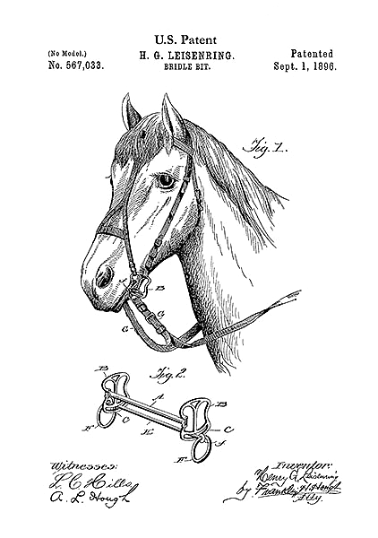 Патент на удила к узде для лошадей, 1896г
