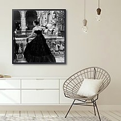 «История в черно-белых фото 310» в интерьере белой комнаты в скандинавском стиле над комодом