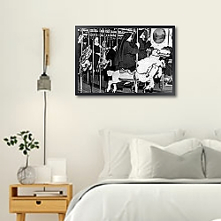 «История в черно-белых фото 961» в интерьере белой спальни в скандинавском стиле