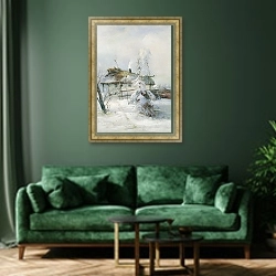 «Зима. 1873» в интерьере зеленой гостиной над диваном