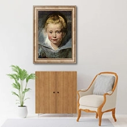 «Детская головка (Портрет Клары Серены Рубенс)» в интерьере в классическом стиле над комодом