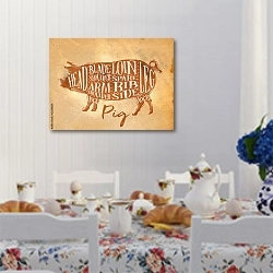 «Свинина» в интерьере кухни в стиле прованс над столом с завтраком