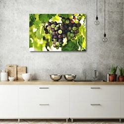 «Созревающий виноград» в интерьере современной кухни над раковиной