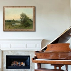 «Landscape with a swamp» в интерьере классической гостиной над камином