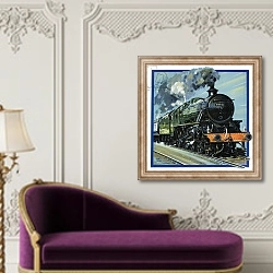 «Railway Locomotive» в интерьере в классическом стиле над банкеткой
