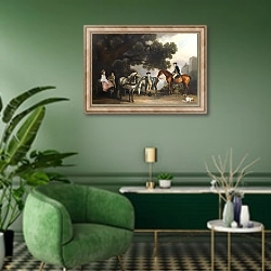 «Семьи Мильбанке и Мельбурн» в интерьере гостиной в зеленых тонах