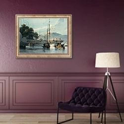 «Shipping on a Chinese River» в интерьере в классическом стиле в фиолетовых тонах
