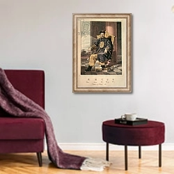 «Portrait of Ch'ien-Lung Ti Emperor, 1793» в интерьере гостиной в бордовых тонах