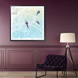«Three Little Birds, 2016,» в интерьере в классическом стиле в фиолетовых тонах