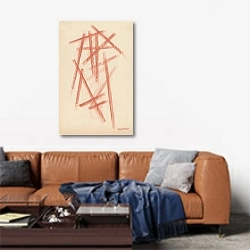 «Linear Composition» в интерьере современной гостиной над диваном