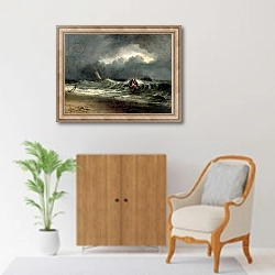 «Fishermen upon a lee-shore in squally weather» в интерьере в классическом стиле над комодом