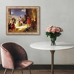 «Francois I with Leonardo da Vinci» в интерьере в классическом стиле над креслом