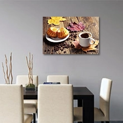 «Кофе, кексы и осенние листья» в интерьере современной кухни над столом