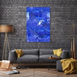 «Поверхность яшмы синего цвета» в интерьере в стиле лофт над диваном