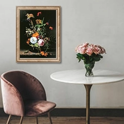«Still Life of Summer Flowers» в интерьере в классическом стиле над креслом