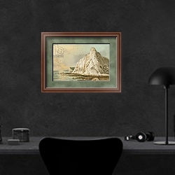 «Culver Cliff--Isle of Wight» в интерьере кабинета в черных цветах над столом