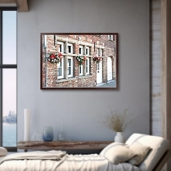 «Брюгге, Бельгия. Бельгийская Венеция №8» в интерьере современной светлой гостиной над диваном